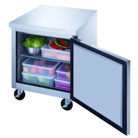 Dukers Single Door Commercial Undercounter Workbench Refrigerator made by stainless steel