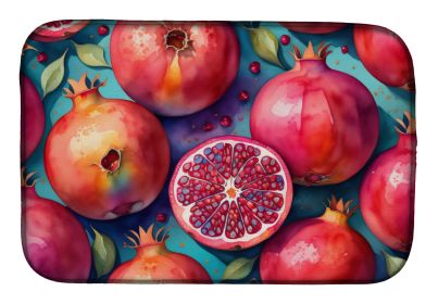 Colorful Pomegranates Dish Drying Mat Absorbent Dish Drying Mat Pad for Kitchen Counter Dish Drainer Mat for Countertop, 14 x 21", Multicolor