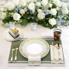 175 Piece Gold Dinnerware Set 25 Guest-50 Gold Lace Plastic Plates-25 Gold Plastic Silverware-25 Gold Plastic Cups-25 Linen Feel Gold Paper Napkins