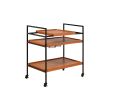 Honey Oak and Black Serving Cart with Stemware Rack