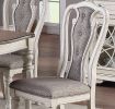 Transitional Style 7pc Dining Set Dining Table w Oak Top 6xSide Chairs Cushion Seat Antique White Kitchen Dining Room