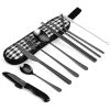 Hecef 11 PCS Portable Silverware Set, Stainless Steel Travel Camping Cutlery Flatware Set with Carrying Case