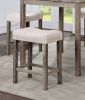 Transitional 5pc Counter Height Dining Set Gray Counter HT. Table and 4x Stools Linen-like Beige Cushion Seat Dining Room