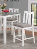 White Solid wood 5pc Counter Height Dining Set Table 4x Chairs Gray Linen Like Fabric Cushions Seats Chairs Dining Room