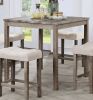 Transitional 5pc Counter Height Dining Set Gray Counter HT. Table and 4x Stools Linen-like Beige Cushion Seat Dining Room