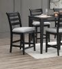 Black Color 7pc Dining Set Counter Height Table And 6x High Chairs Upholstered Fabric Cushion Seats Solid wood Dining Room Furniture