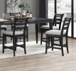 Black Color 7pc Dining Set Counter Height Table And 6x High Chairs Upholstered Fabric Cushion Seats Solid wood Dining Room Furniture