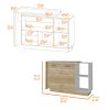 Washington 2-Piece Kitchen Set, Kitchen Island and Wall Cabinet, White and Light Oak