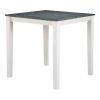 White Solid wood 5pc Counter Height Dining Set Table 4x Chairs Gray Linen Like Fabric Cushions Seats Chairs Dining Room