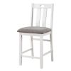 White Solid wood 5pc Counter Height Dining Set Table 4x Chairs Gray Linen Like Fabric Cushions Seats Chairs Dining Room