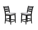 Black Color 7pc Dining Set Counter Height Table And 6x High Chairs Upholstered Fabric Cushion Seats Solid wood Dining Room Furniture