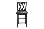 Black Finish 5pc Counter Height Set Dining Counter Height Table with Lower Shelves and 4x Chairs Set Faux Leather Upholstered Kitchen Dining Furniture