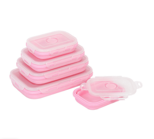 Reusable Pizza Storage Container with  Microwavable Serving Trays - Adjustable Pizza Slice Container to Organize & Save Space - BPA Free, Microwave (Color: Pink, size: 350ml)