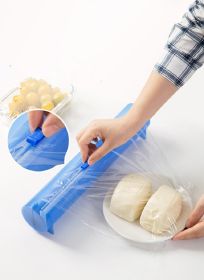 Plastic Cling Wrap Storage Holder with Slide Cutter Cling Film Cutter Aluminum Foil, Parchment Paper Dispenser (Color: Blue)