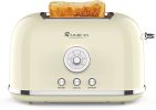 Toaster 2 Slice Retro Toaster Stainless Steel with 6 Bread Shade Settings and Bagel Cancel Defrost Reheat Function