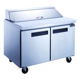 Dukers Commercial Double Door Salad Prep Table Refrigerator (Model: Regular Top, material: stainless steel)