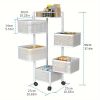 Rotating Kitchen Storage Shelf 5 Tier, Metal Fruit Vegetable Storage Basket Multi-Layer Vegetable Rack Storage Trolley on Wheels