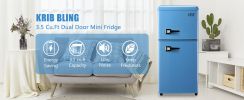 KRIB BLING 3.5Cu.Ft Compact Refrigerator Mini Fridge with Freezer, Small Refrigerator with 2 Door, 7 Level Thermostat Removable Shelves for Kitchen