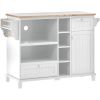 Kitchen Island Cart with Storage Cabinet and Two Locking Wheels,Solid wood desktop,Microwave cabinet