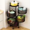 1pc rotatable multi-layer round storage rack, round floor-standing multi-layer rotatable vegetable basket storage rack, sundries and fruits