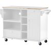 Kitchen Island Cart with Storage Cabinet and Two Locking Wheels,Solid wood desktop,Microwave cabinet