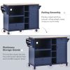 Kitchen Island Cart with Storage Cabinet and Two Locking Wheels,Solid wood desktop,Microwave cabinet