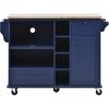 Kitchen Island Cart with Storage Cabinet and Two Locking Wheels,Solid wood desktop,Microwave cabinet