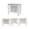 Caledon 2 Piece Kitchen Set, Kitchen Island + Upper Wall Cabinet , White /Walnut