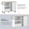 Kitchen Island Cart with Storage Cabinet and Two Locking Wheels,Solid wood desktop,Microwave cabinet