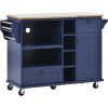 Kitchen Island Cart with Storage Cabinet and Two Locking Wheels,Solid wood desktop,Microwave cabinet