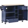 Kitchen Island Cart with Storage Cabinet and Two Locking Wheels,Solid wood desktop,Microwave cabinet