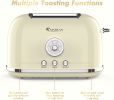 Toaster 2 Slice Retro Toaster Stainless Steel with 6 Bread Shade Settings and Bagel Cancel Defrost Reheat Function