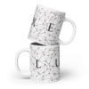 White Glossy Coffee Mugs Luxe with Geometric Design By HadiArts