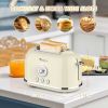 Toaster 2 Slice Retro Toaster Stainless Steel with 6 Bread Shade Settings and Bagel Cancel Defrost Reheat Function